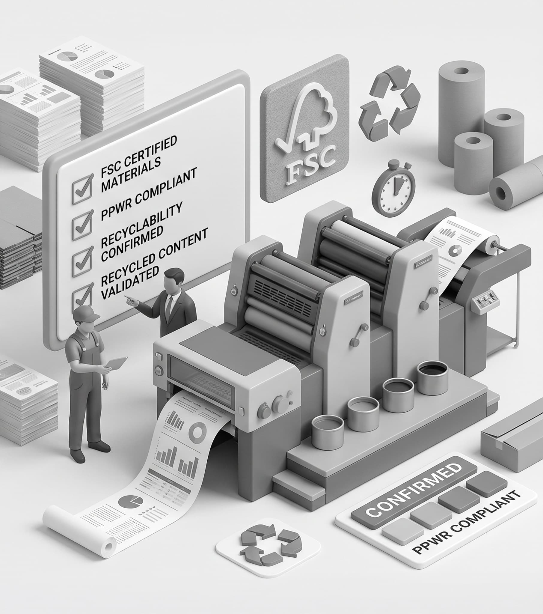 PPWR compliance — FSC, recyclability and recycled content validation